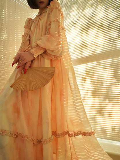 French Smudge Print Resort Dress – Loose Swing Silhouette