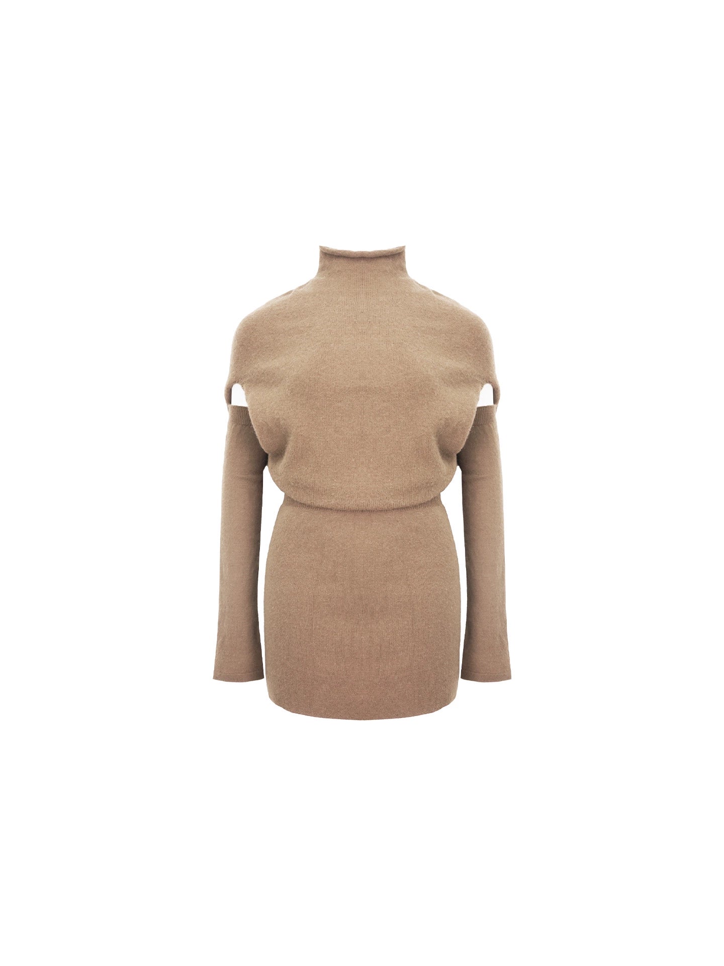 Wine Afternoon Semi-Turtleneck Knit Mini Dress – Retro Fall/Winter 2025