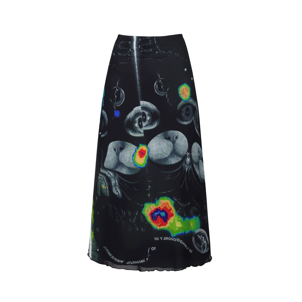 Electronic Sound A-line Skirt