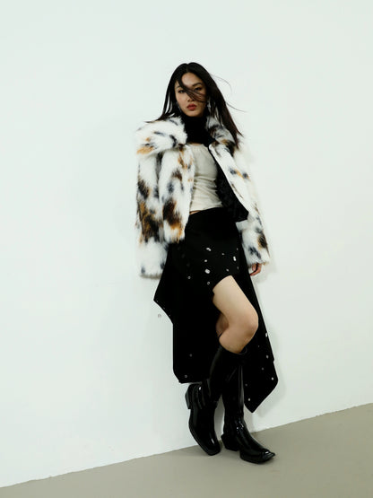 Retro Cat Style Faux Fur Lapel Short Jacket