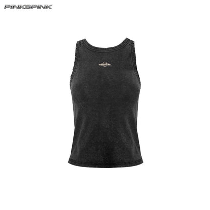 Metal Logo Stretch Tank Top – Washed Sexy Y2K Hot Girl Fit