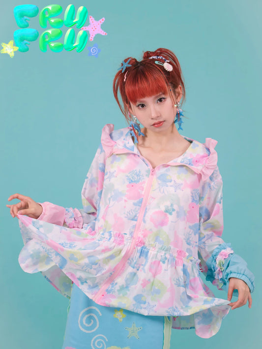 Gulu Store Original Summer Y2K Cartoon Print Cute Childlike Lightweight Sun Protection UV Jacket