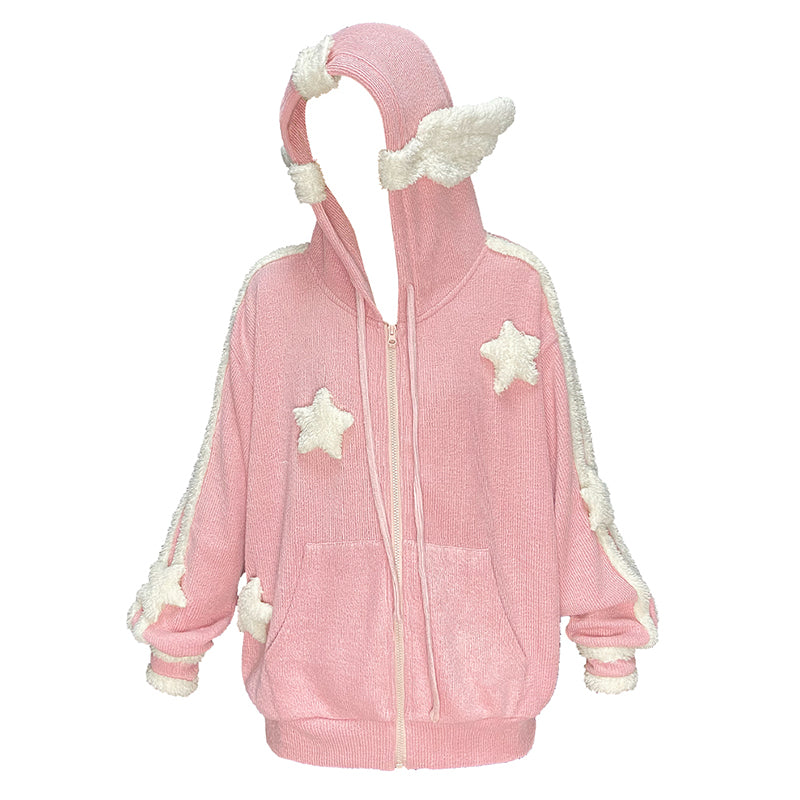 Angel Wings Star Pink Knit Coat