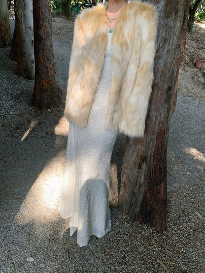 Warm Sunshine Luxe Long Eco Fur Coat