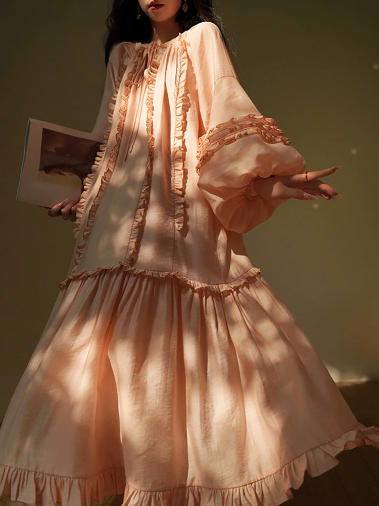 Linen Holiday Maxi Dress – Ruffled Edge Romantic Look