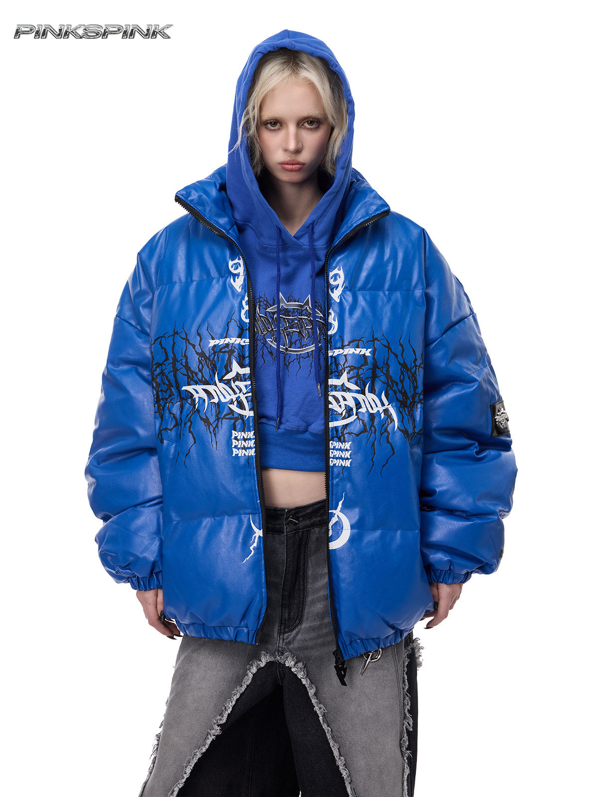 LOGO PU Leather Motorcycle Jacket – Unisex Y2K Street Fit