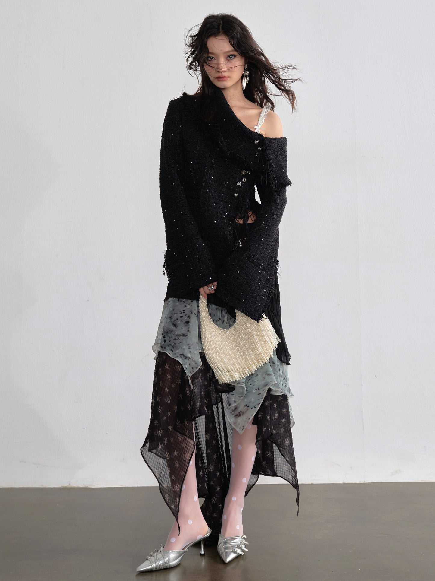 Leopard Chiffon Midi Skirt | Exotic Asymmetrical Ruffle Skirt