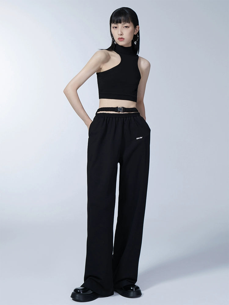 Black High Waist Wide Leg Sports Functional Pants