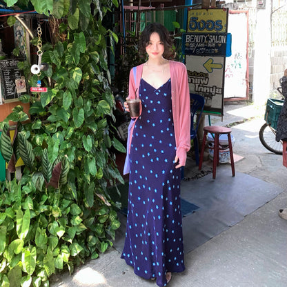 Blue Star Silk Chiffon Maxi Dress