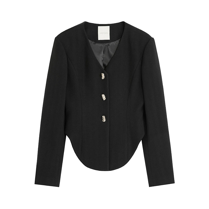 Autumn Black Shoulder Pad Jacket