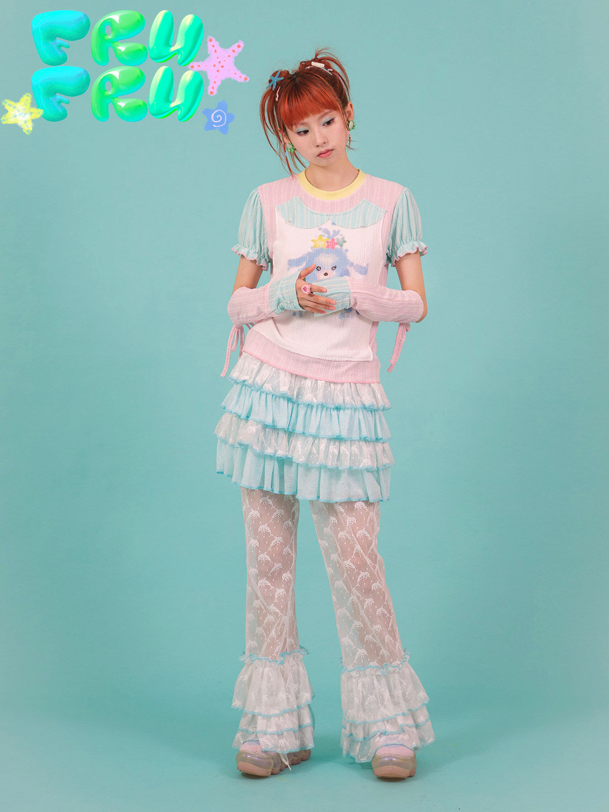 Blue Ruffle Lace Puffy Mini Skirt | Y2K Coquette Cake Skirt