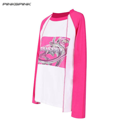 Futuristic Remake Print Raglan T-Shirt – Genderless Y2K Fit