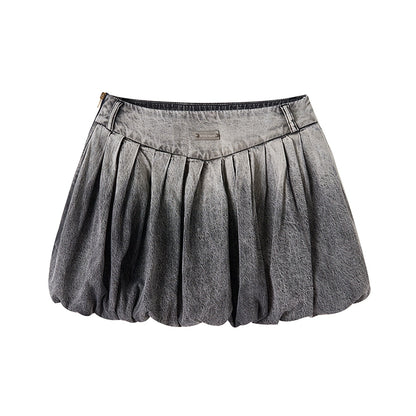 Cotton Gradient Denim Skirt