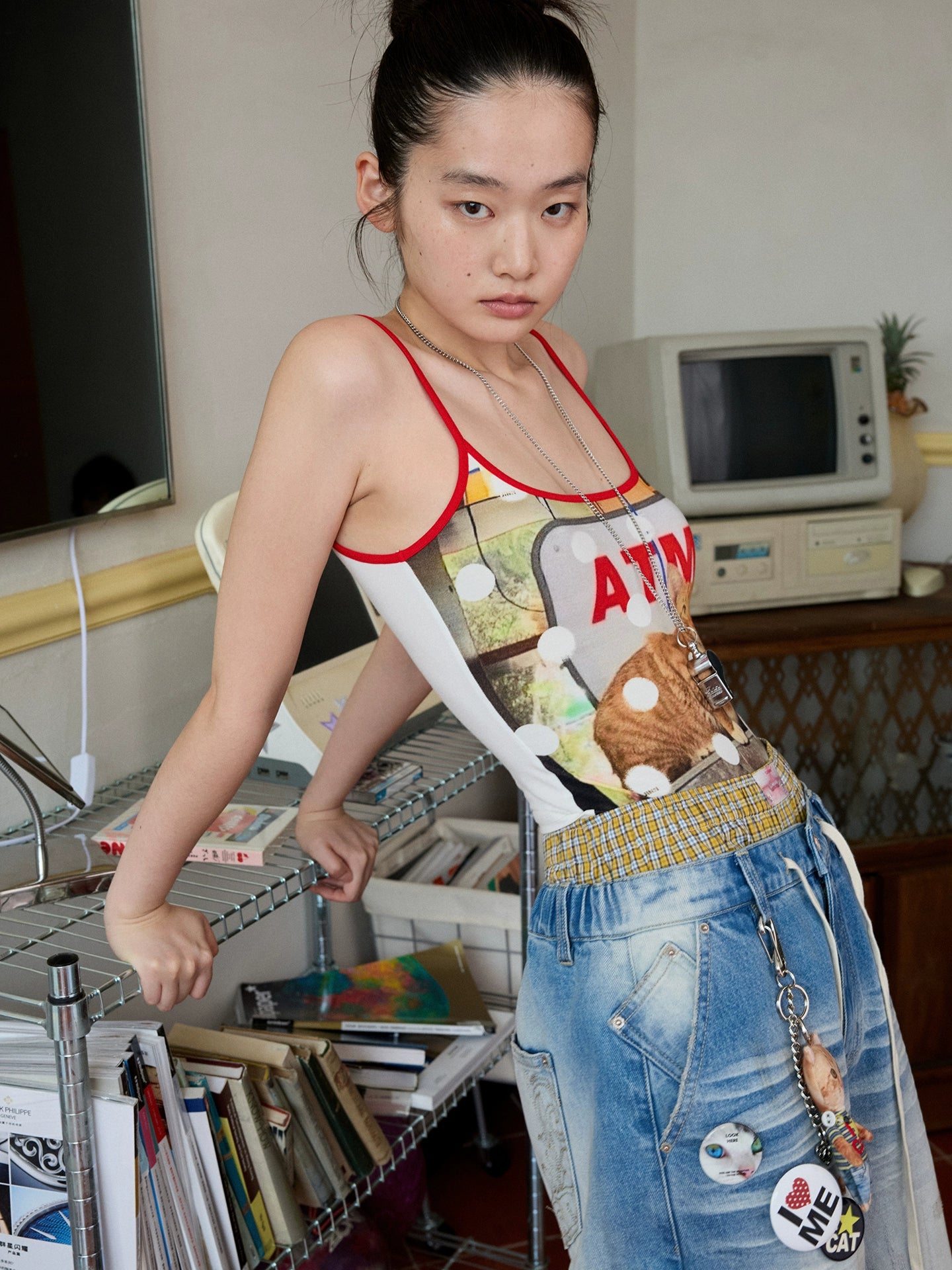 Animal Print Polka Dot Camisole – Slim-Fit Sleeveless Bolero Top