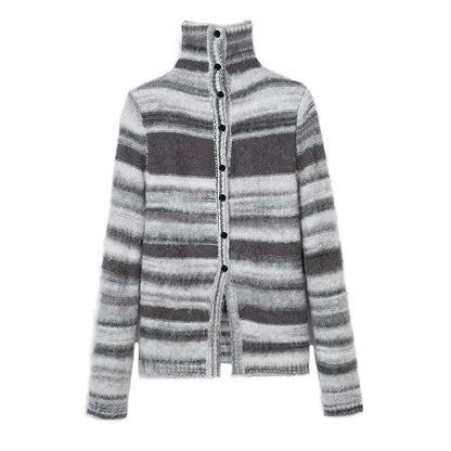 Stripe de contraste - Cardigan en tricot en ajustement