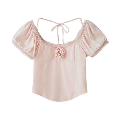 White Rose Desire -Cubble Top a maglia manica