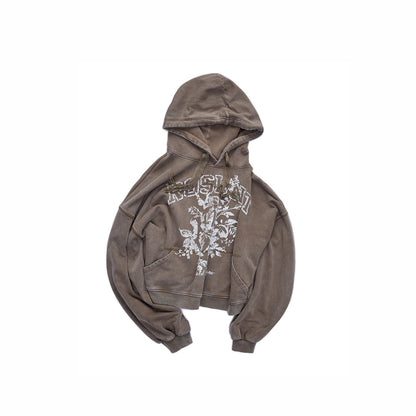 Rose Print Hooded Sweatshirt