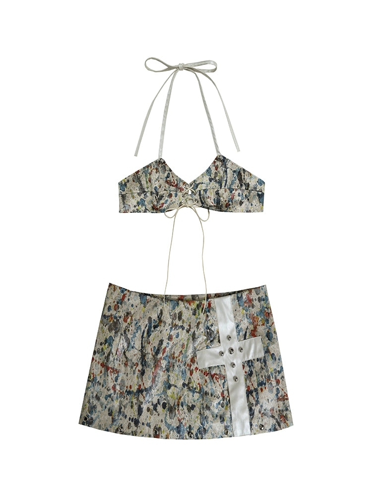 Spliced Skirt Bikini Set | Y2K Vintage Summer Beach Design