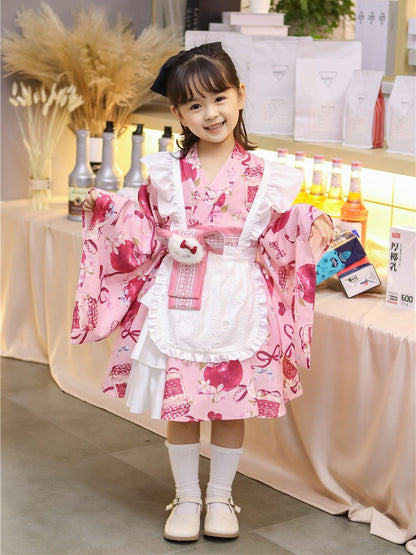 Ringohime Big Apple Print Yukata Children's Dress