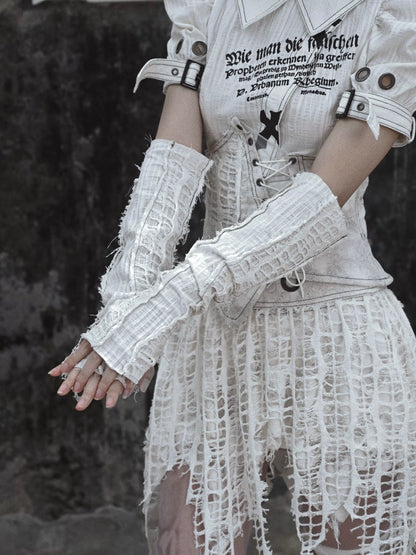 Madhouse Ripped Knit Pleated Punk Gloves