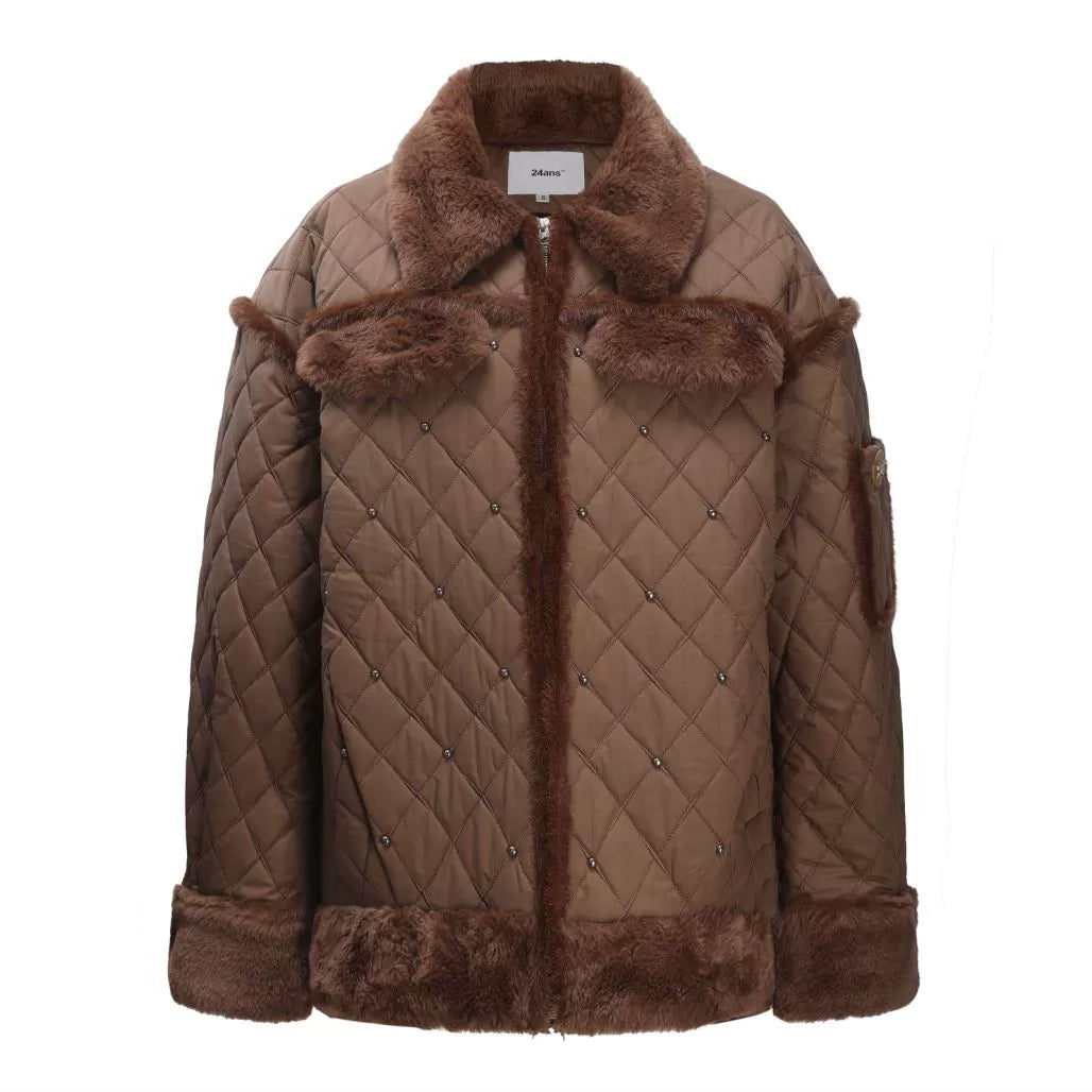 리벳 퀼트 코튼 재킷 재킷 재킷