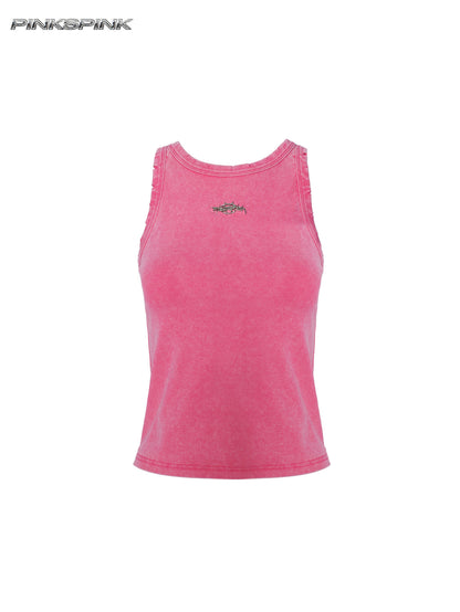 Metal Logo Stretch Tank Top – Washed Sexy Y2K Hot Girl Fit