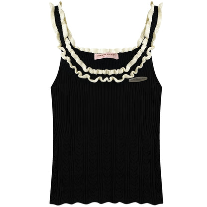 Love Lace Hollow Tank Top | Retro Sleeveless Strap Design for Summer