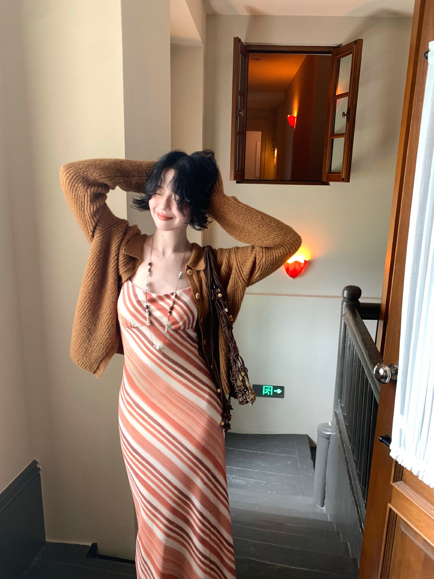 Caramel Rum Single-Breasted Knit Cardigan – French Retro Autumn Essential