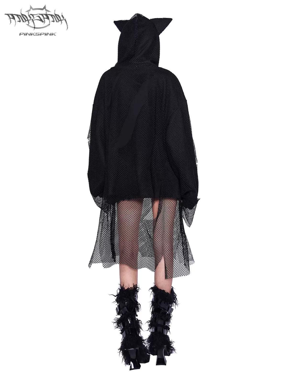 Mesh Sweatshirt with Cat Ear Design – Playful and Futuristic Style