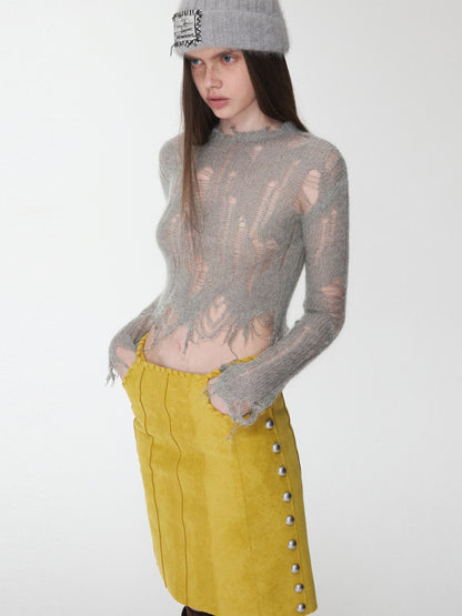 Openwork Mohair Knit Sweater