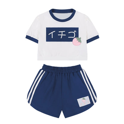 Strawberry Gymnastics Athleisure T-Shirt + Shorts Set