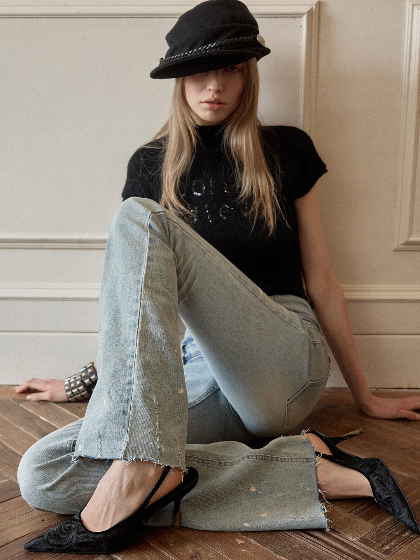 Irregular Bootcut Jeans
