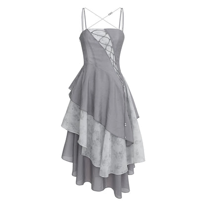 Mist Dust Falling Dreams Asymmetric Strap Dress