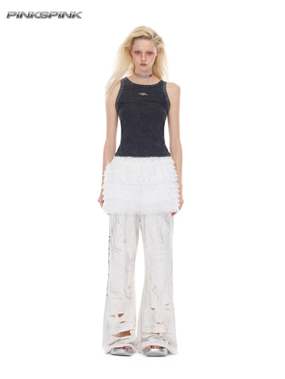 Metal Logo Stretch Tank Top – Washed Sexy Y2K Hot Girl Fit