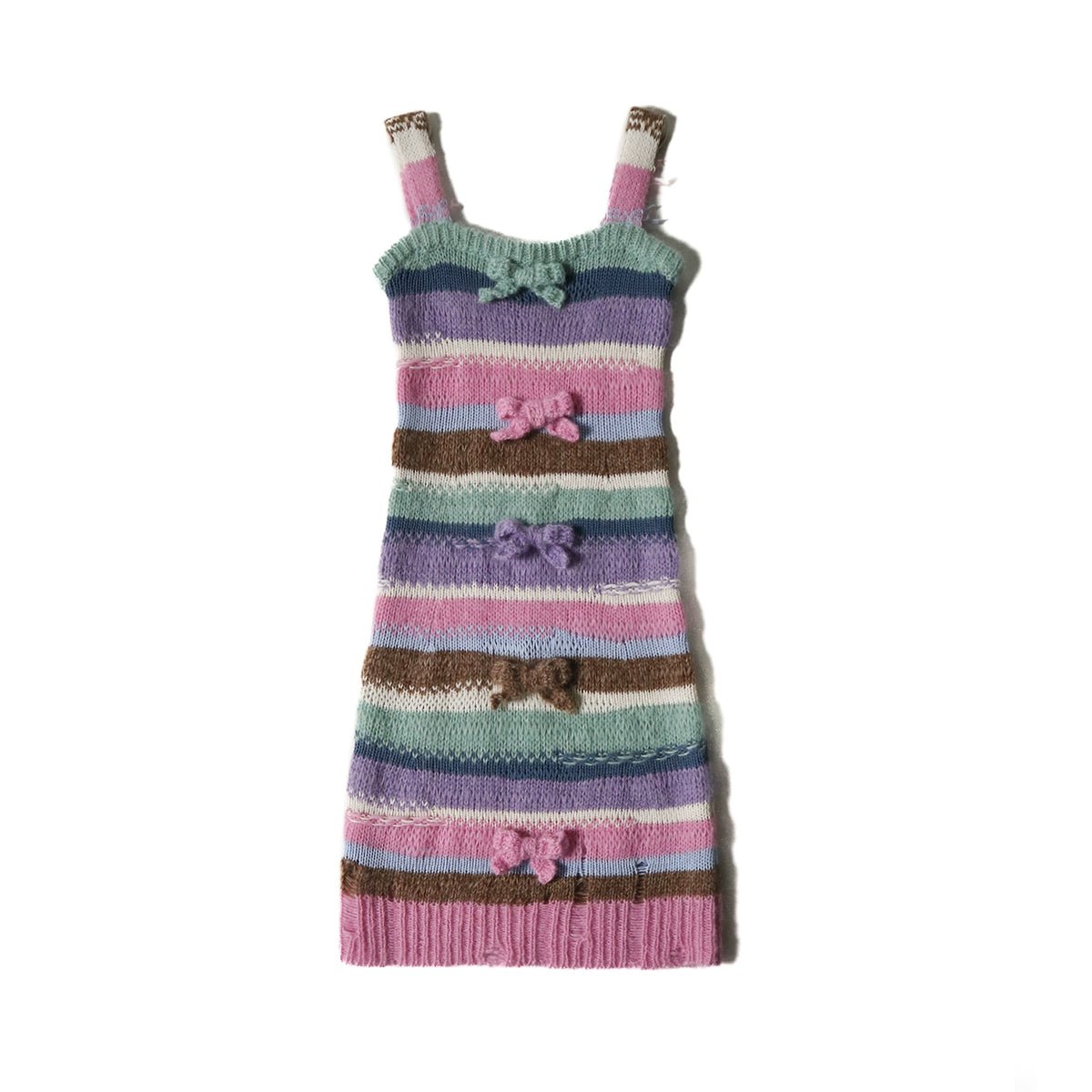 Colorful Stripe Bow Strap Dress