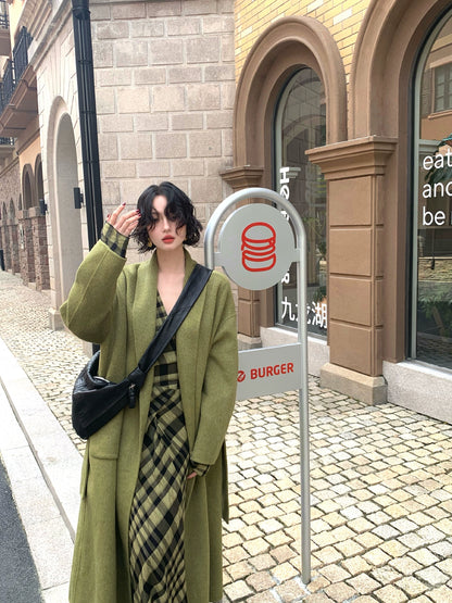 Gathering the Moon 100% Wool Reversible Tweed Long Coat – 2025 AW