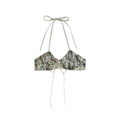 Set bikini con gonna impiombata |. Y2K Design vintage da spiaggia estiva