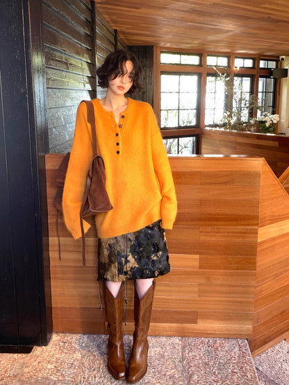 Irregular Plush High-Waisted Skirt – Hong Kong Retro Autumn/Winter