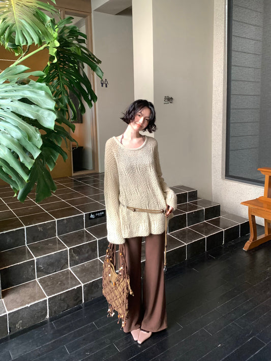 Yunlu Relaxed Round-Neck Knit Cover-Up – Hong Kong Retro Autumn Mood