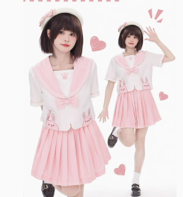 3D Embroidered Rabbit JK Uniform Top