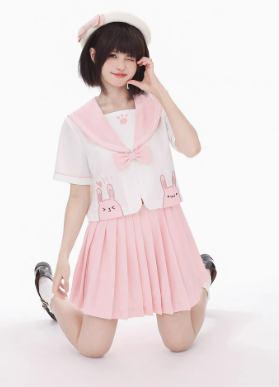 3D Embroidered Rabbit JK Uniform Top