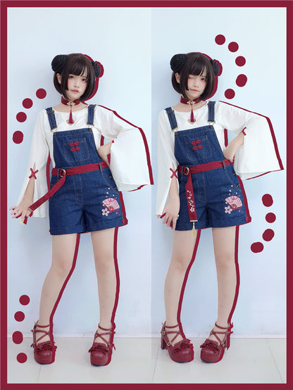 C408417 Chinese Style Denim Overalls