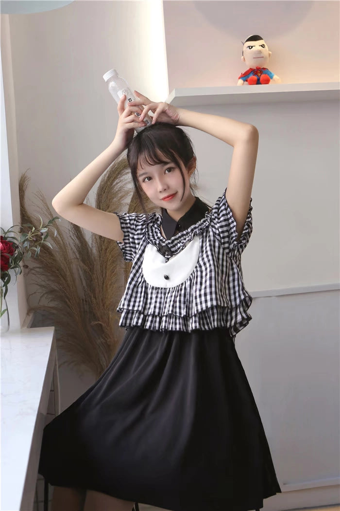 C420018 Energetic Plaid Maid Dress