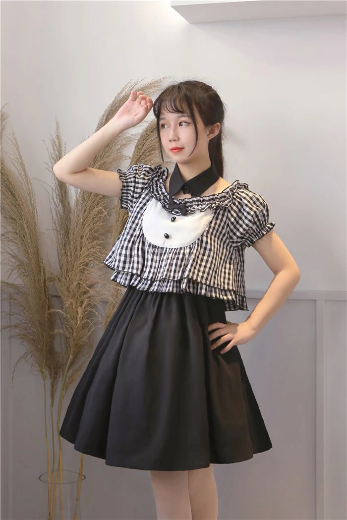 C420018 Energetic Plaid Maid Dress