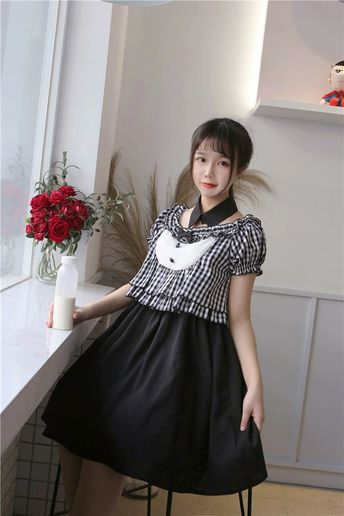 C420018 Energetic Plaid Maid Dress