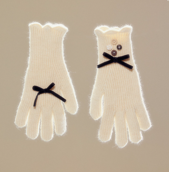 Fleece Bow Handmade Gloves