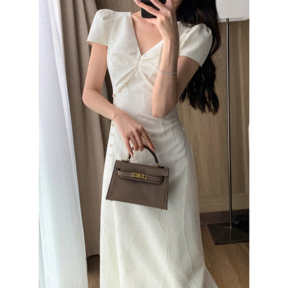 V-neck Commuter Long Dress - Summer