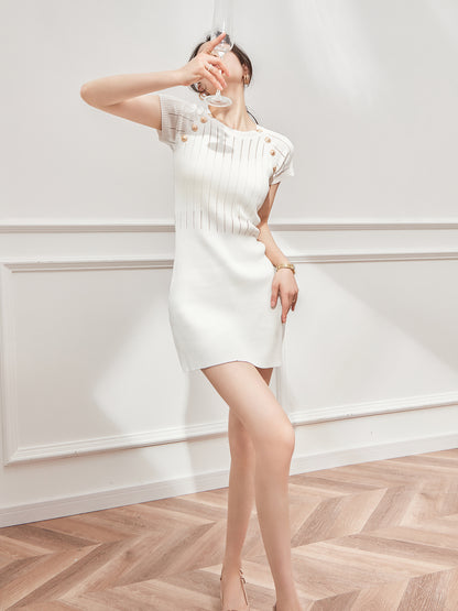 White Knit Dress - Chic
