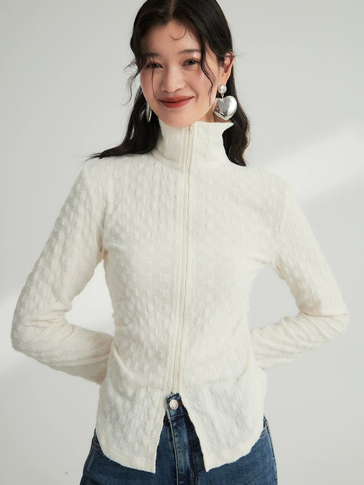 Cream Square Bow Knot Cardigan Coat