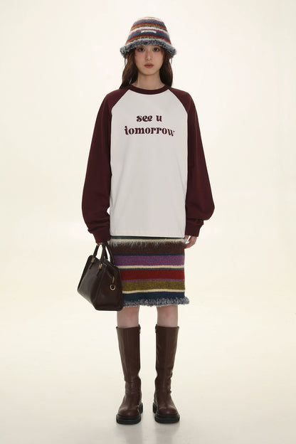 Raglan Sleeves Letter Print T-Shirt